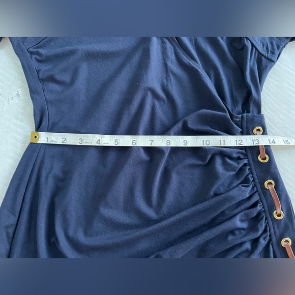 Carmen Marc Valvo Navy Cut and Sew
Faux Wrap Dress Size Large - Picture 6 of 12